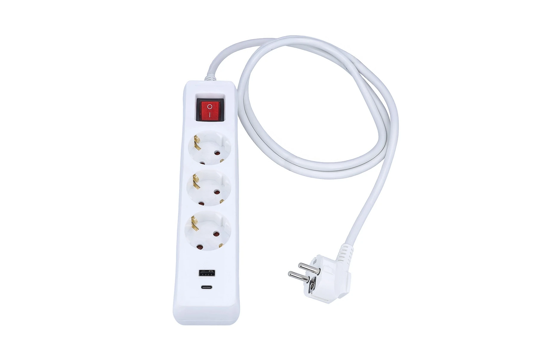 Listwa zasilająca 3-gniazdowa z USB-A i USB-C 1,4 m H05VV-F 3G1,5 IP20, biała
