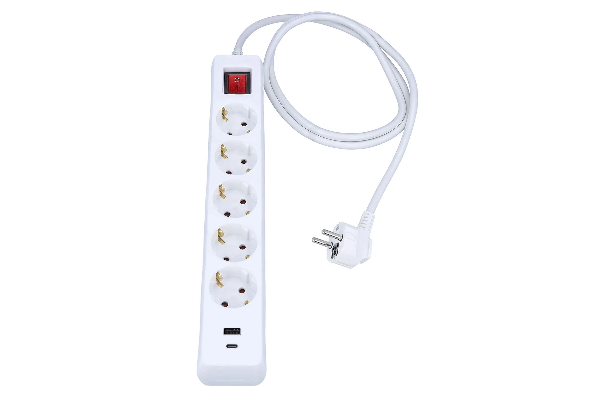 Listwa zasilająca 5-gniazdowa z USB-A i USB-C 1,4 m H05VV-F 3G1,5 IP20, biała