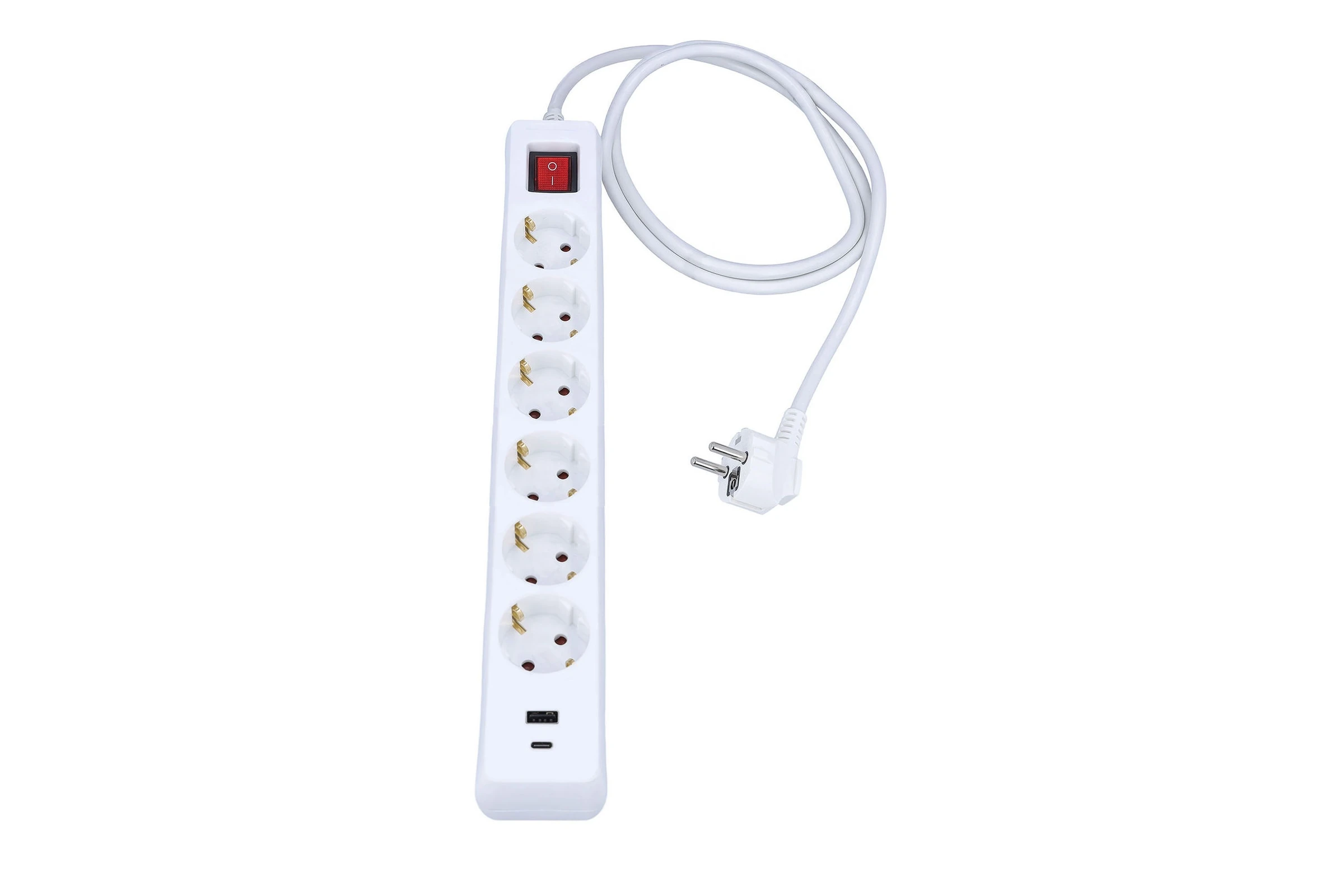 Listwa zasilająca 6-gniazdowa z USB-A i USB-C 1,4 m H05VV-F 3G1,5 IP20, biała