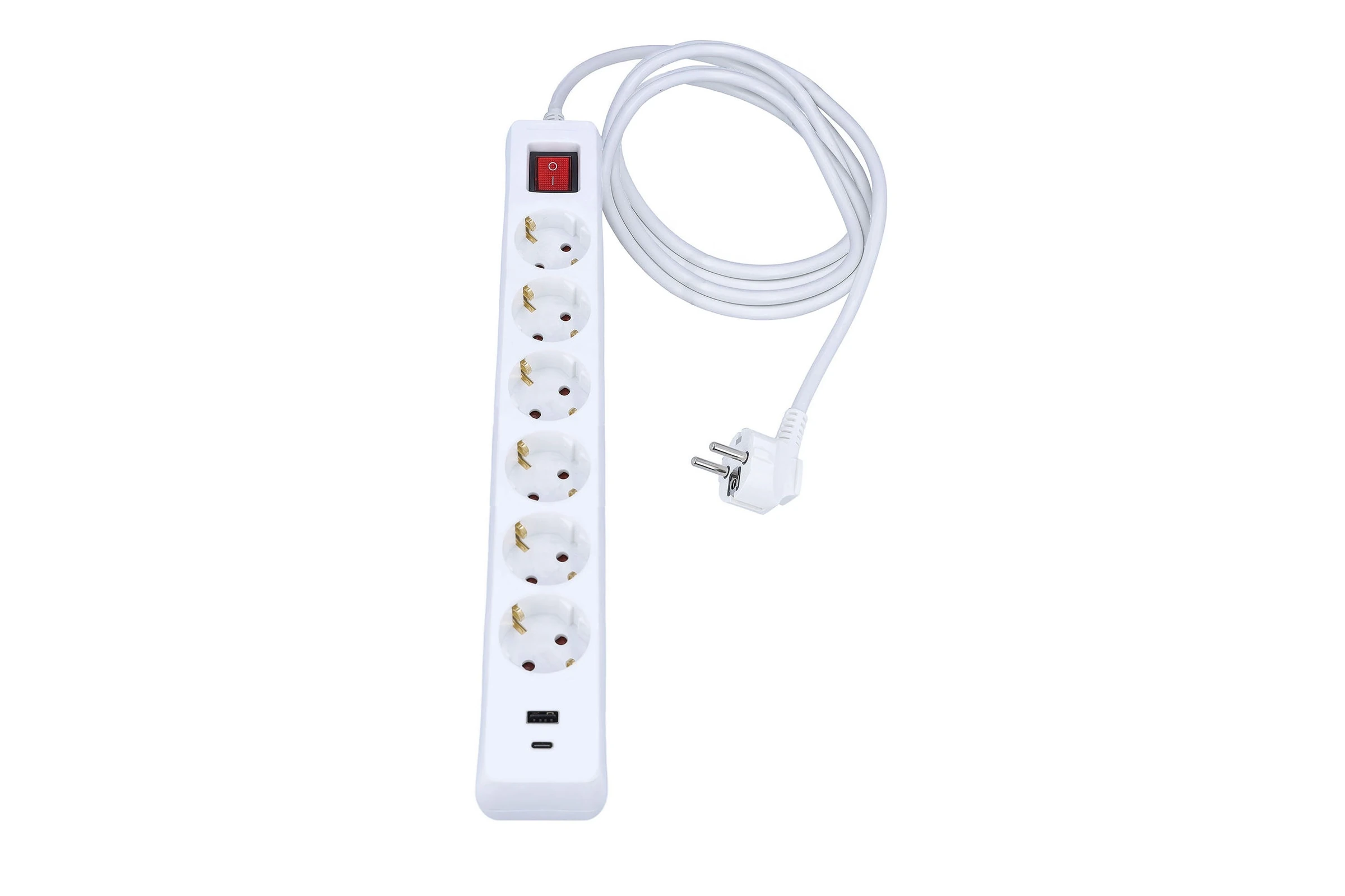 Listwa zasilająca 6-gniazdowa z USB-A i USB-C 5 m H05VV-F 3G1,5 IP20, biała