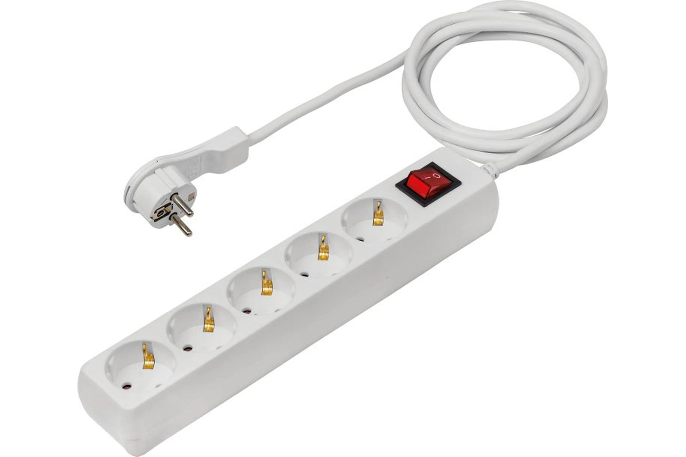 Przedłużacz listwowy 5-gniazdowy z Ultra płaską wtyczką kątową 2 m H05VV-F 3G1,5 BIA IP20