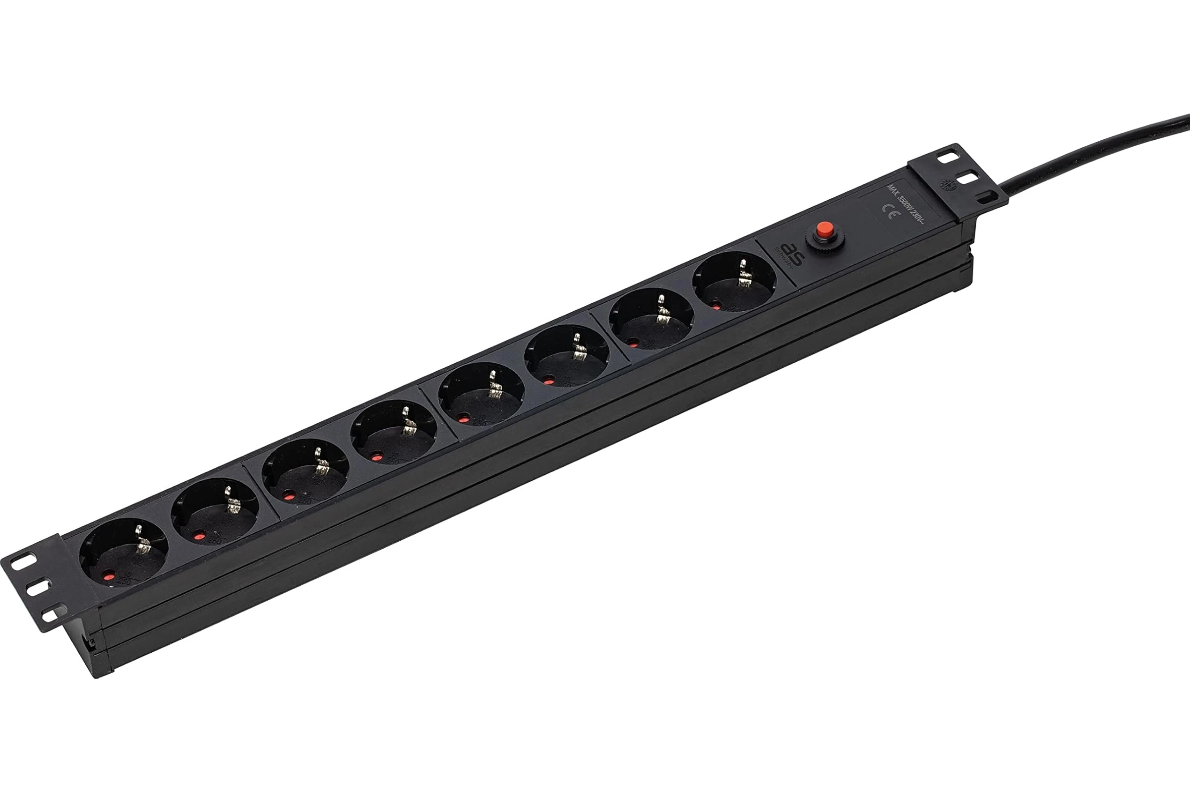 Przedłużacz listwowy przeciwprzepięciowy 8-gniazdowy RACK 19" 1U IEC C14 3 m H05VV-F 3G1,5
