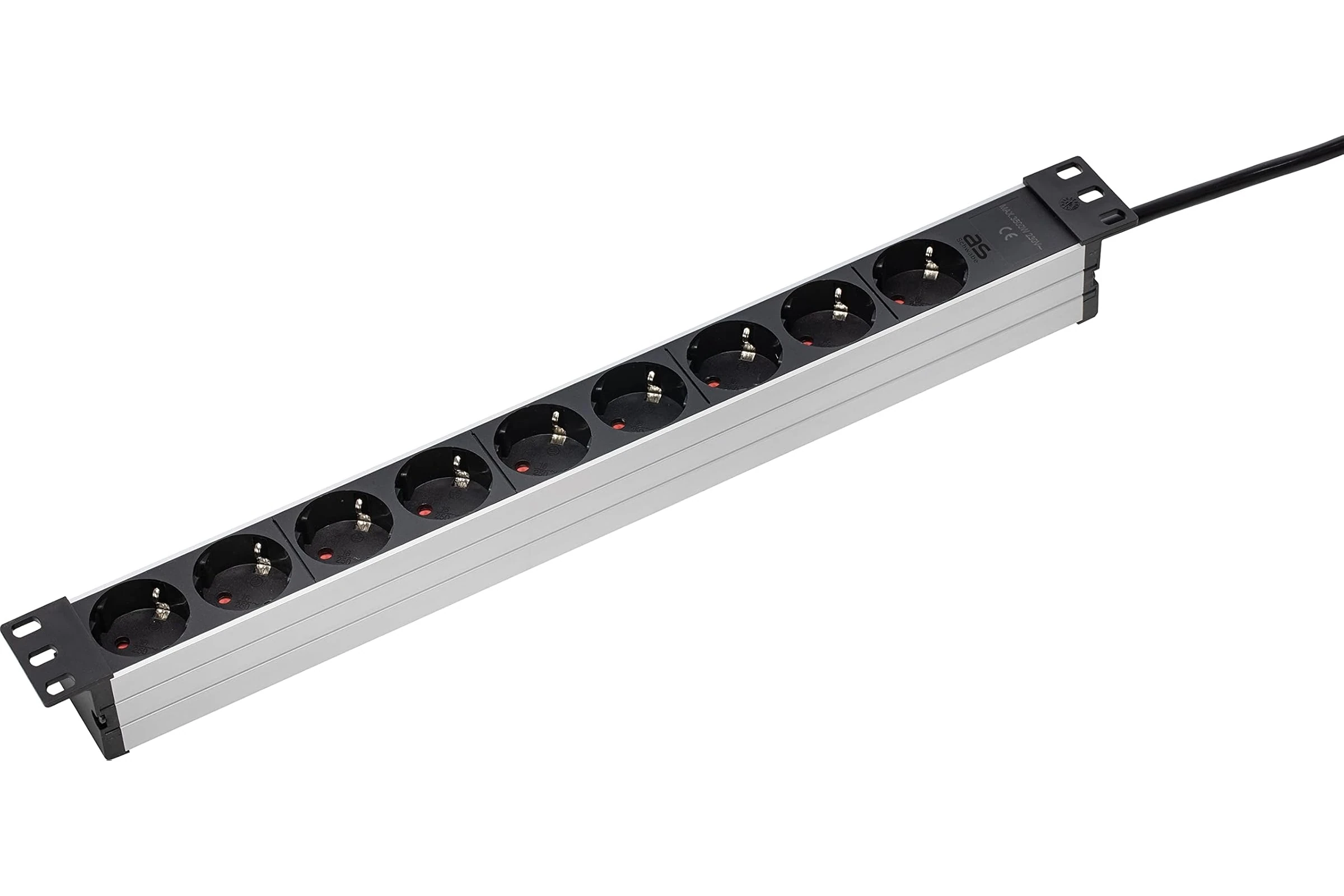 Przedłużacz listwowy 9-gniazdowy RACK 19" 1U 2 m H05VV-F 3G1,5