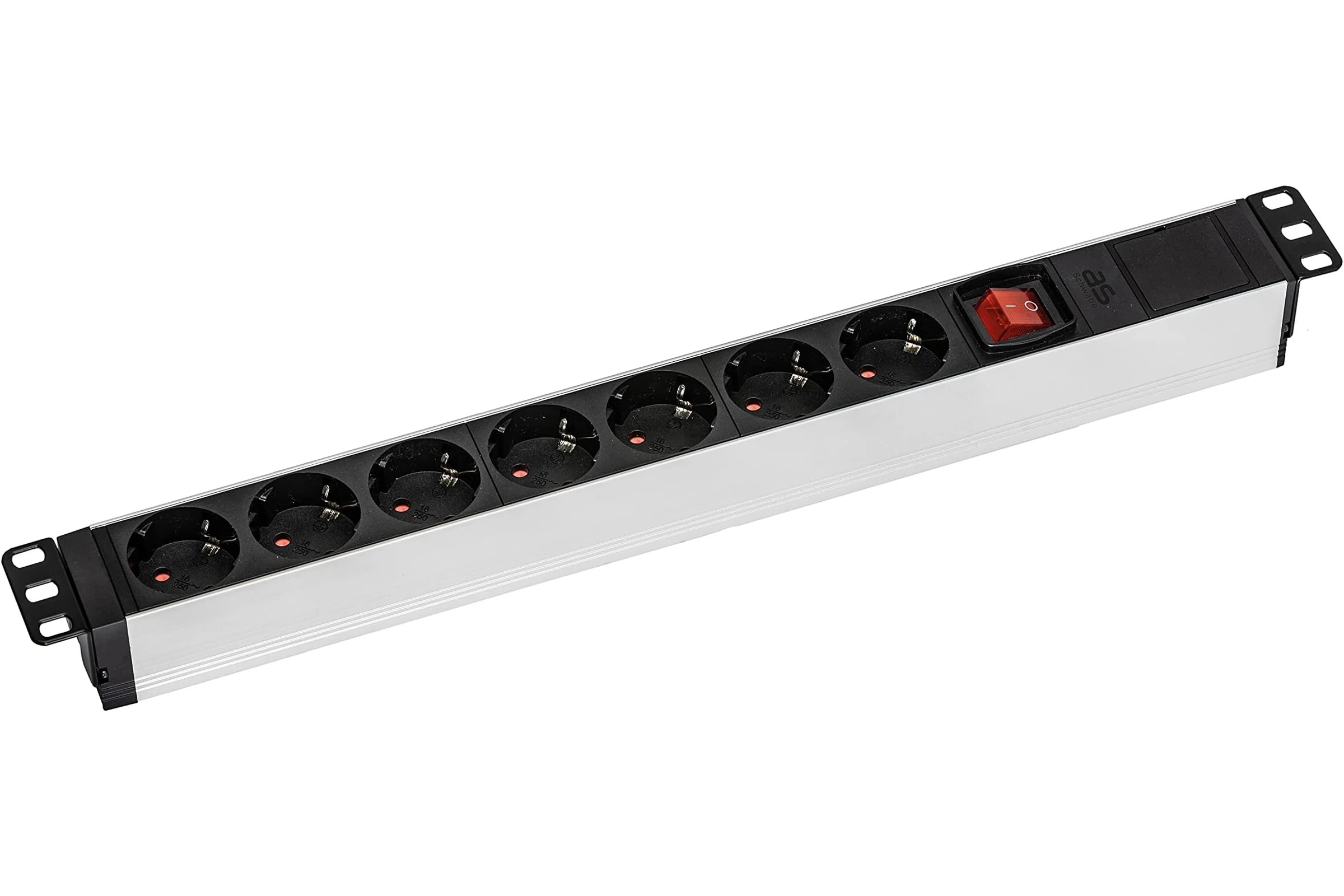 Gniazdo zasilające RACK 19" 1U, bez kabla, 7x gniazdo z uziemieniem 2P+Z