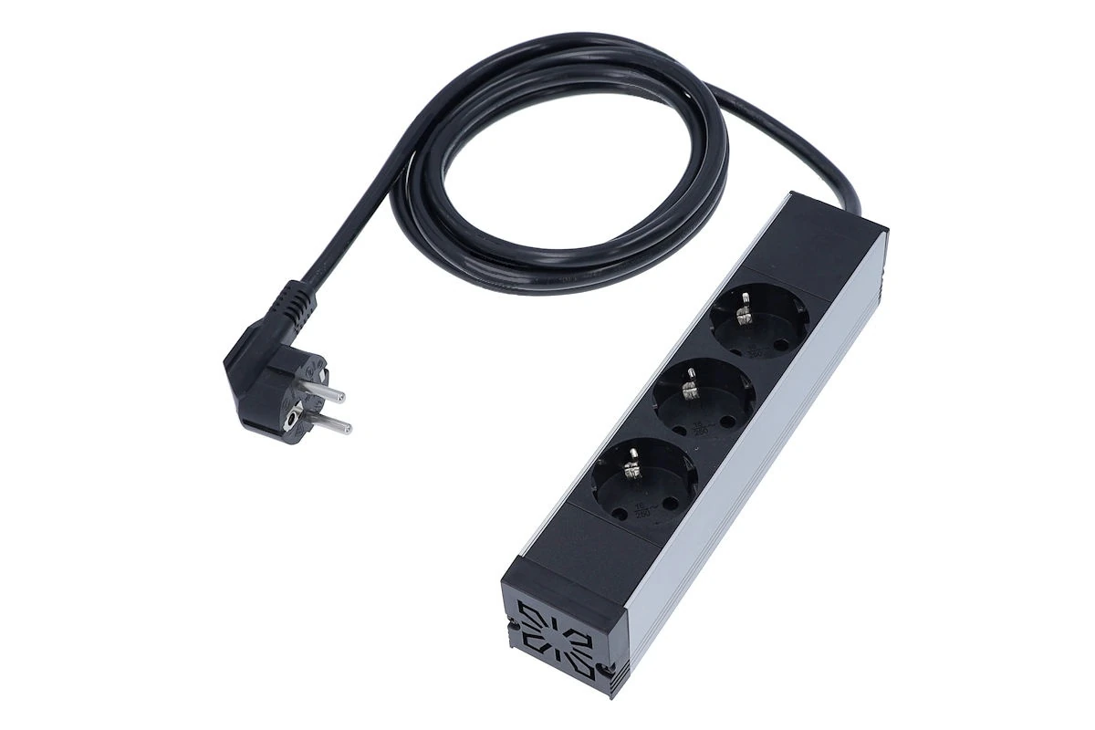 Przedłużacz listwowy przeciwprzepięciowy 3-gniazdowy RACK 10" 2 m H05VV-F 3G1,5