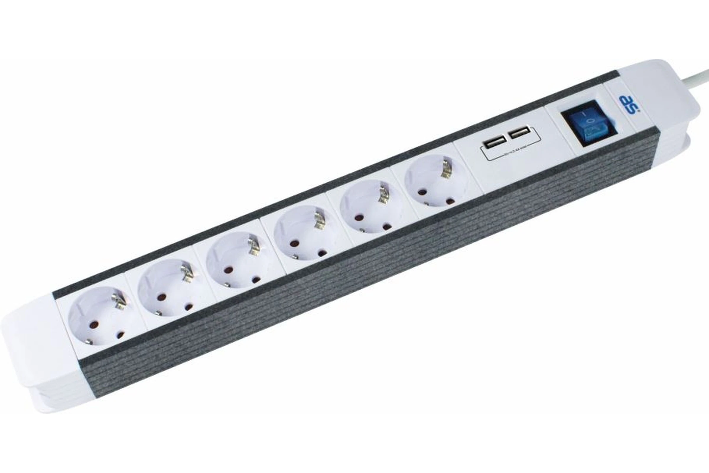 Przedłużacz listwowy 6-gniazdowy FLASH 2x USB 1,5 m H05VV-F 3G1,5 BIA IP20
