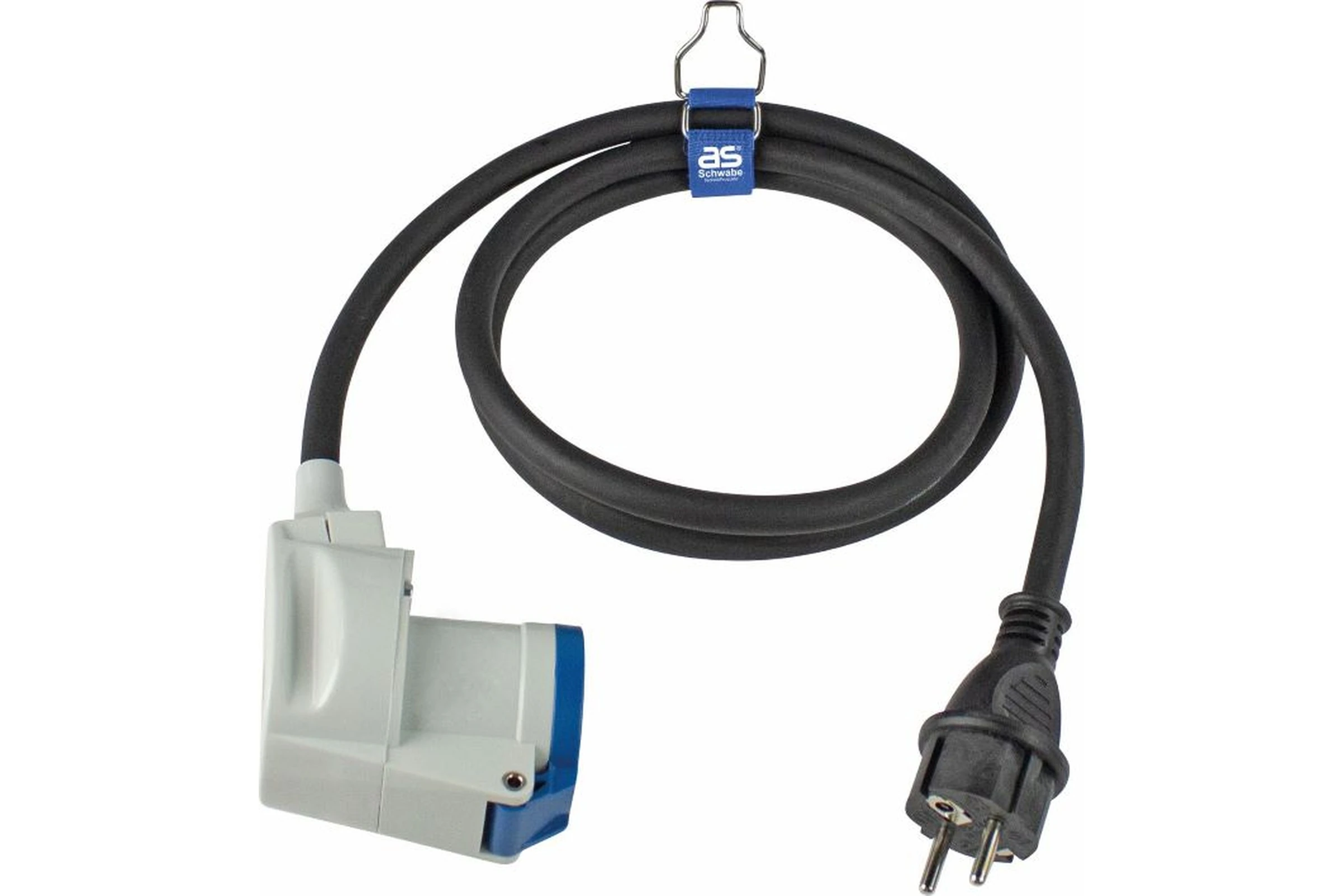 Przedłużacz adapter CEE 230 V, 16 A, 3P, wtyczka z uziemieniem na gniazdo kątowe CEE 3P 1,5 m H07RN-F 3G2,5 CZA IP44