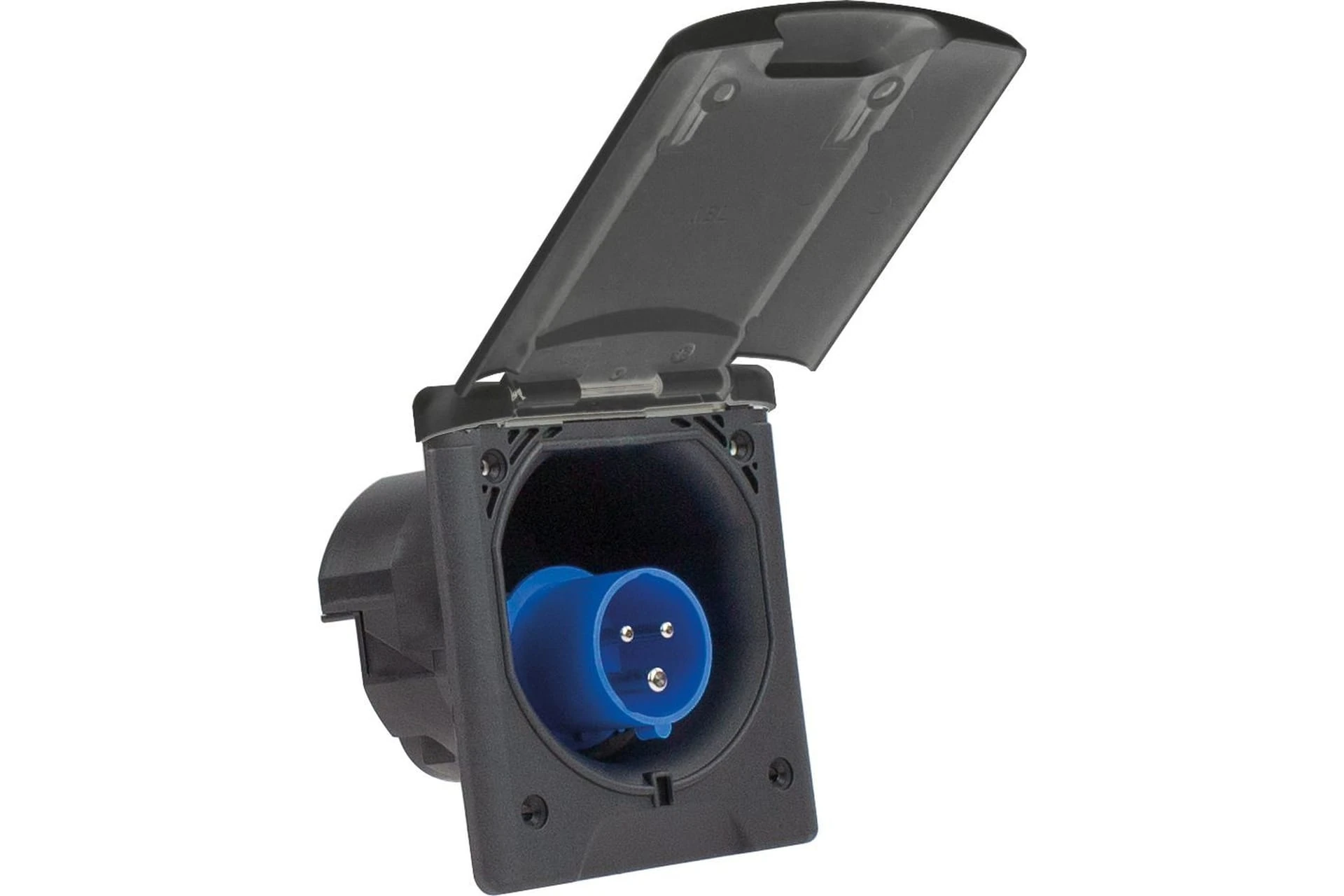 Wtyczka CEE do wbudowania z klapką magnetyczną 230 V, 16 A, 3P ANTRACYT IP44