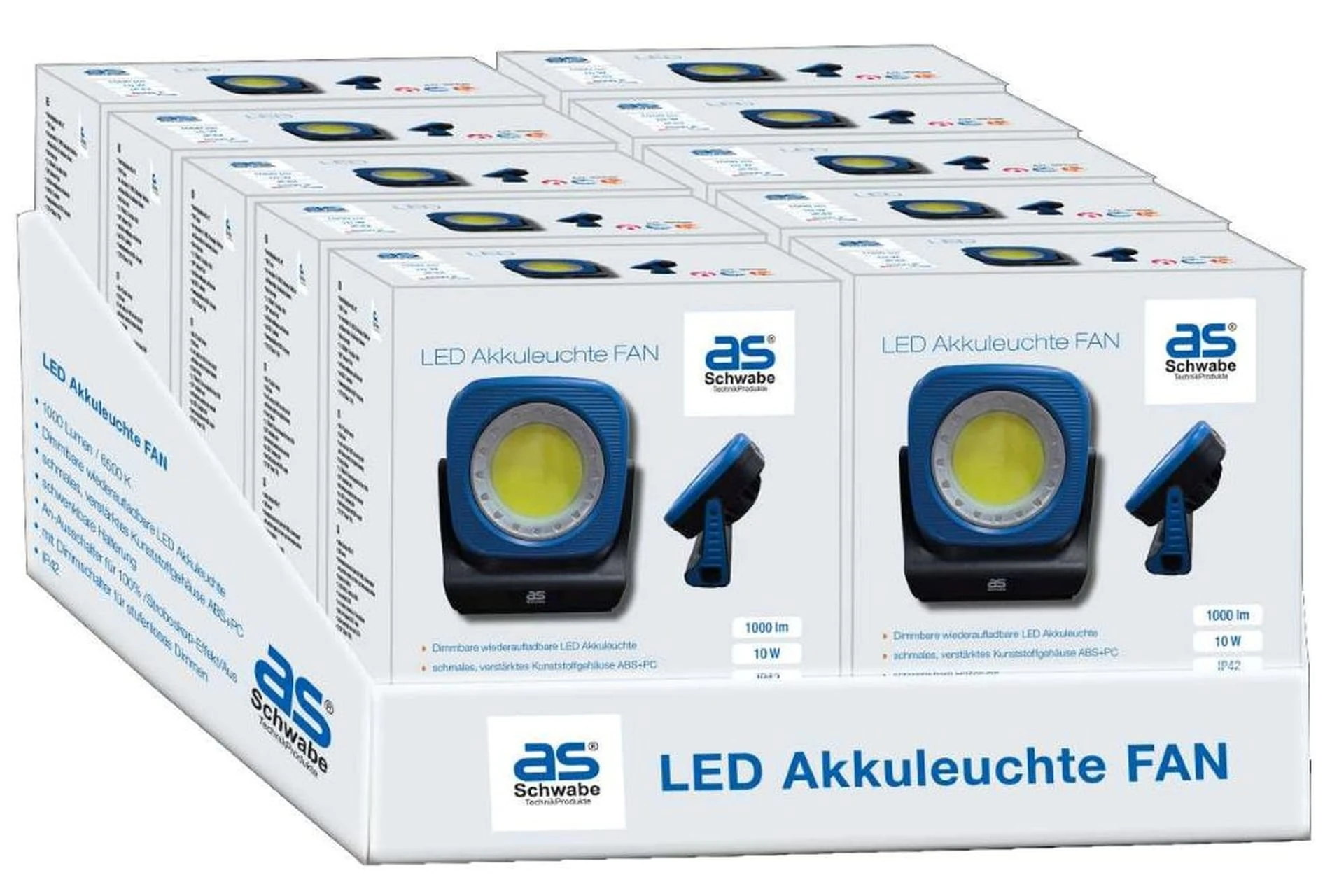Lampa LED FAN 10W - ekspozytor promocyjny 10 szt. - 1000 lm